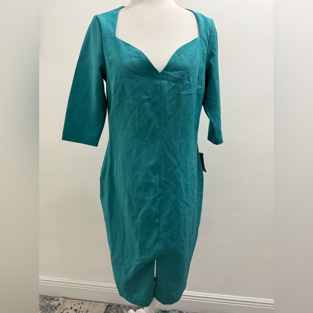 Alexia Admor Melissa 3/4 Sleeve Dress Teal Blue Size 8 NWT